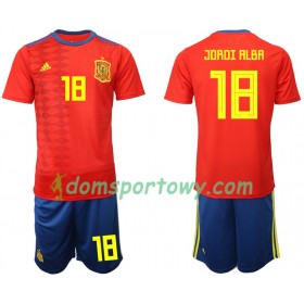 Koszulka Hiszpania JORDI ALBA 18 Dziecięcy Domowe Koszulki Piłkarskie 2019 Krótki Rękaw